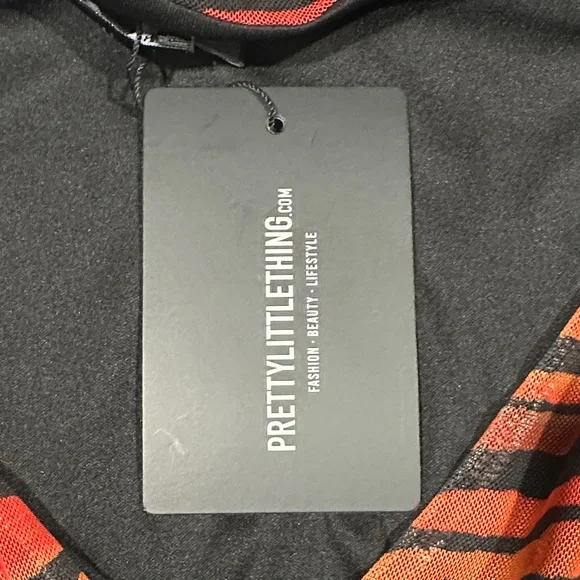 PrettyLittleThing Orange and Black Tiger Print Dress - Picture 2 of 5